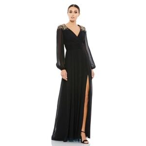 NWT Ieena for Mac Duggal V-neckline A-line Split Maxi Dress - size 4